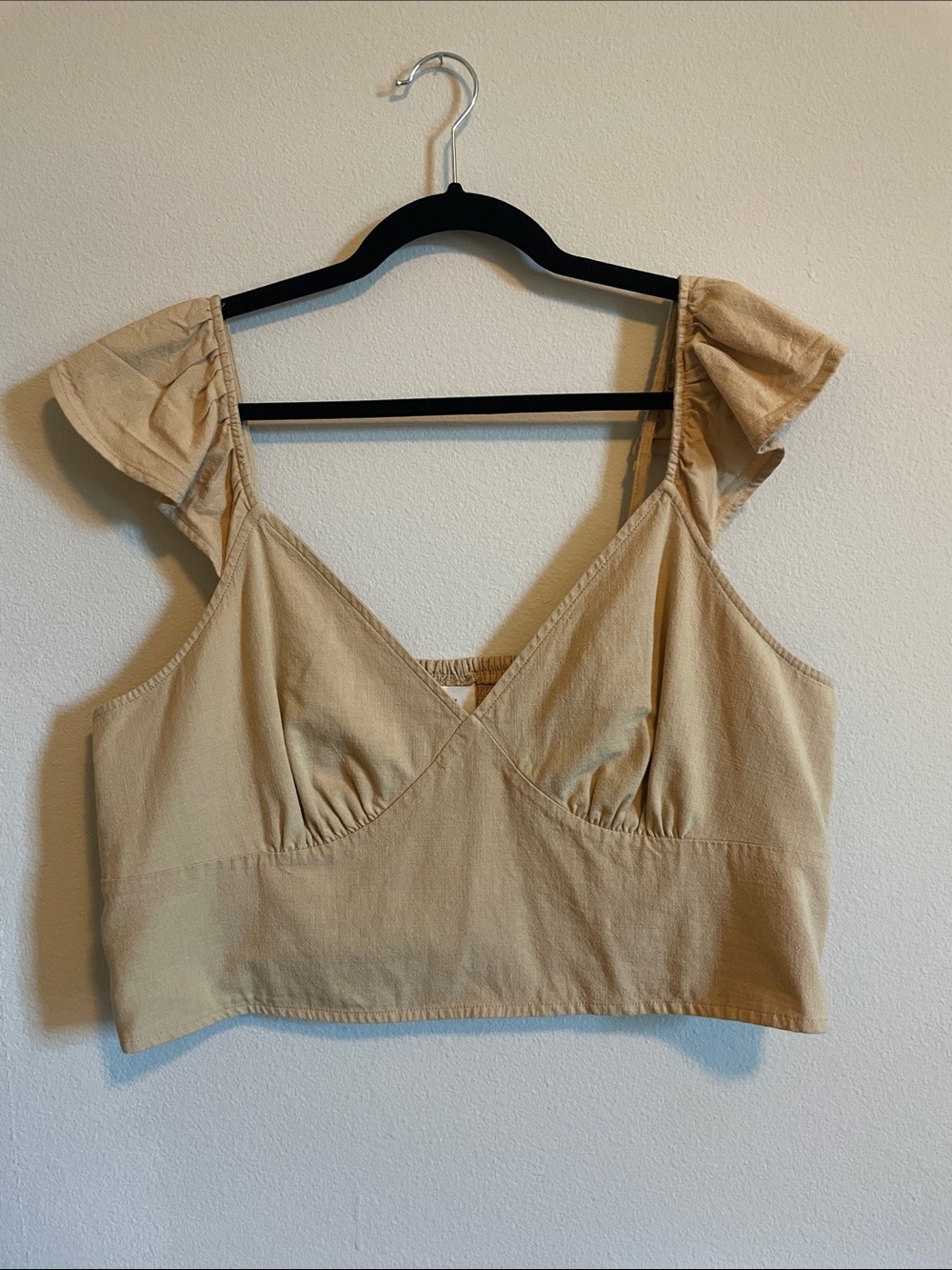 a new day Beige Ruffle Strap Crop Top - Women